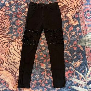 Fashion Nova Black Lace-Up Skinny Jeans